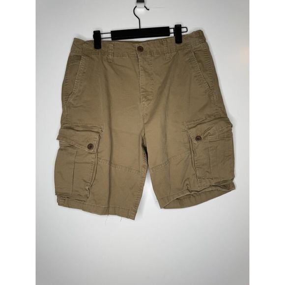 American Eagle Shorts Mens Size 33 Beige Cotton Cargo Flat Front Khaki 10” - Picture 1 of 9